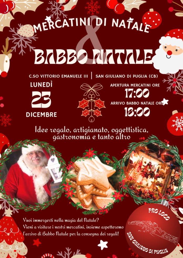 San Giuliano di Puglia, prima edizione dei mercatini di Natale con tante sorprese