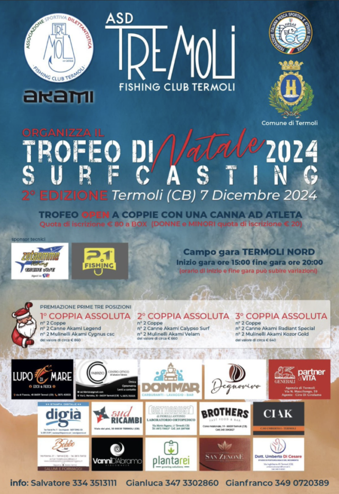 A Termoli arrivano 60 atleti per il secondo “Trofeo di Natale di Surfcasting”