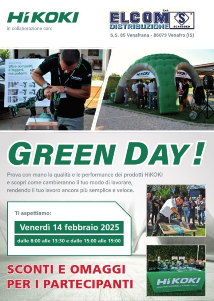 Green Day con Elcom e Hikoki: sconti, omaggi e novità esclusive il 14 febbraio a Venafro