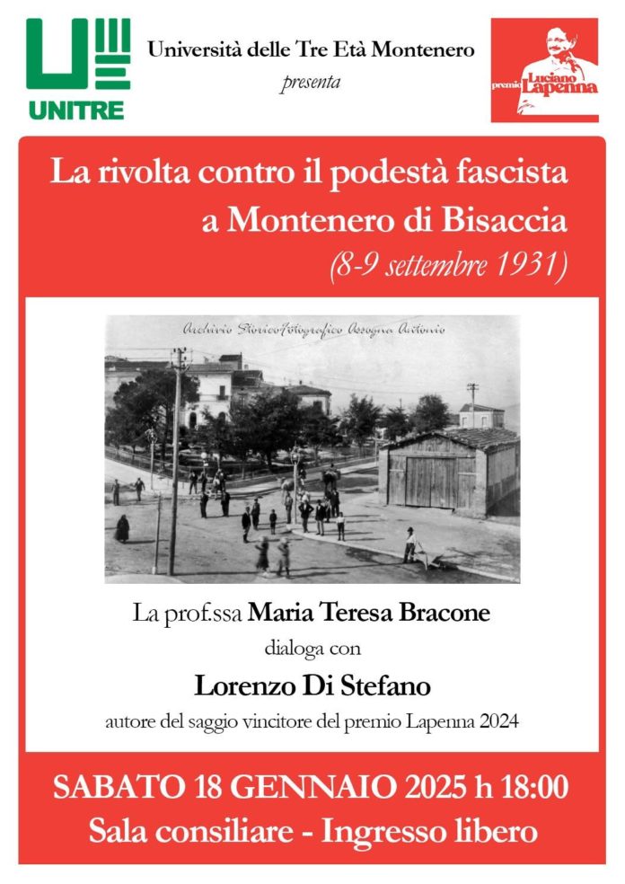 A Montenero di Bisaccia presentazione del saggio di Lorenzo Di Stefano “La rivolta contro il podestà fascista a Montenero di Bisaccia.”