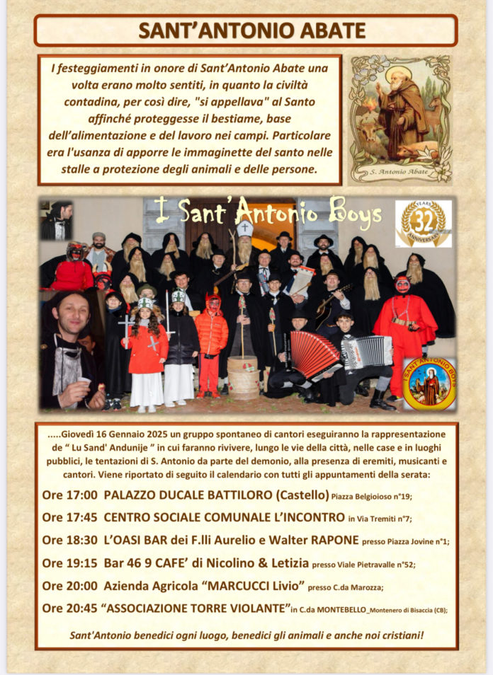 A Petacciato si rinnova la tradizione del canto di sant’Antonio a cura dei “Sant’Antonio boys”