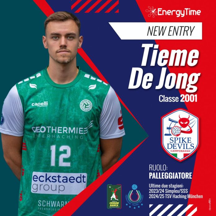 Volley, A3, EnergyTime Spike Devils, un tulipano in cabina di regia. Dall’Olanda sbarca a Campobasso Tieme De Jong