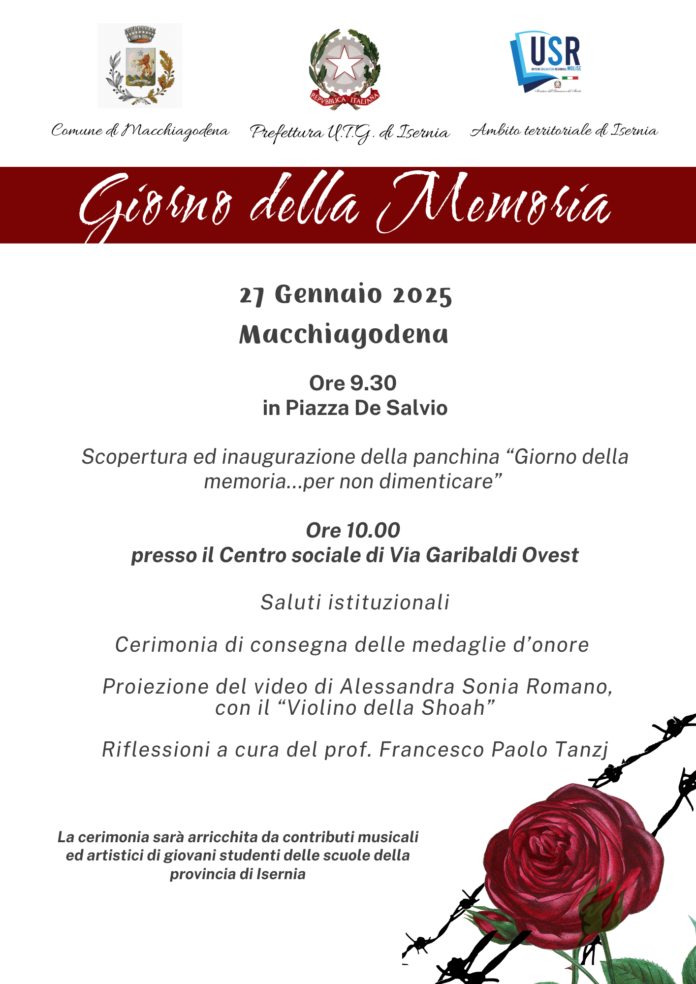 Giornata della Memoria, lunedì a Macchiagodena le iniziative del ricordo Giornata della Memoria