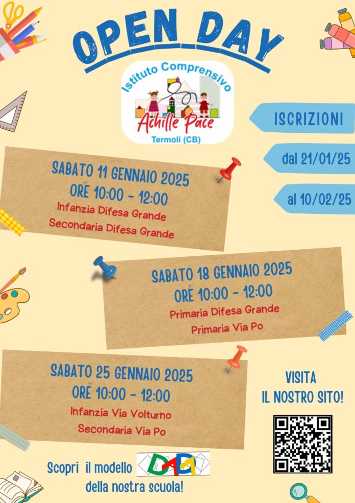 Open Day all’Istituto Comprensivo Achille Pace di Termoli: un’occasione per scoprire l’offerta formativa e incontrare gli insegnanti