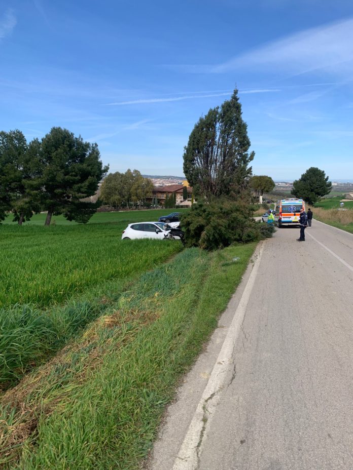 Montenero di Bisaccia: auto esce fuori strada e impatta contro un albero