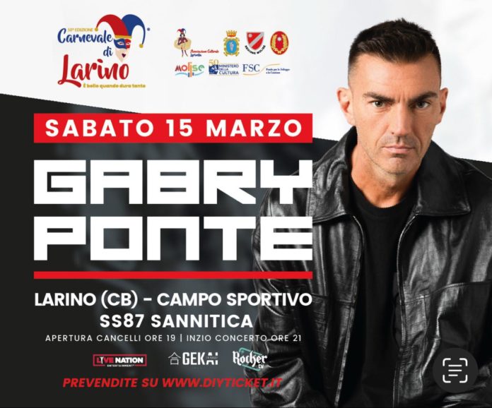Il dj Gabry Ponte ospite dell’evento del 15 marzo per la chiusura del 50esimo anniversario del carnevale di Larino