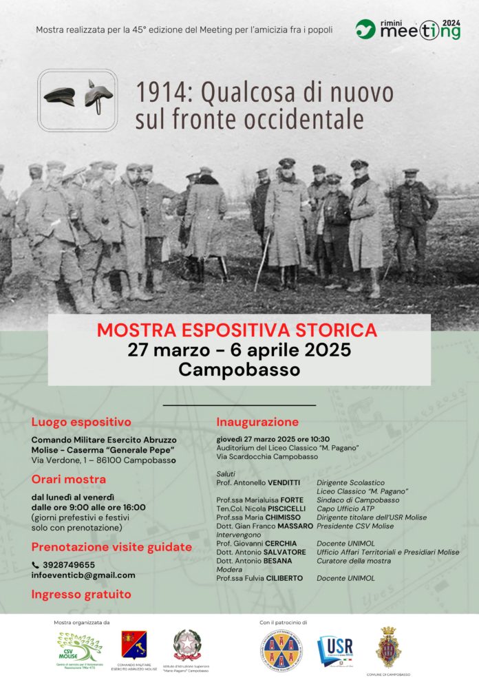 Giovedì inaugura al Liceo Classico Pagano di Campobasso la mostra sulla Prima guerra mondiale del CSV Molise