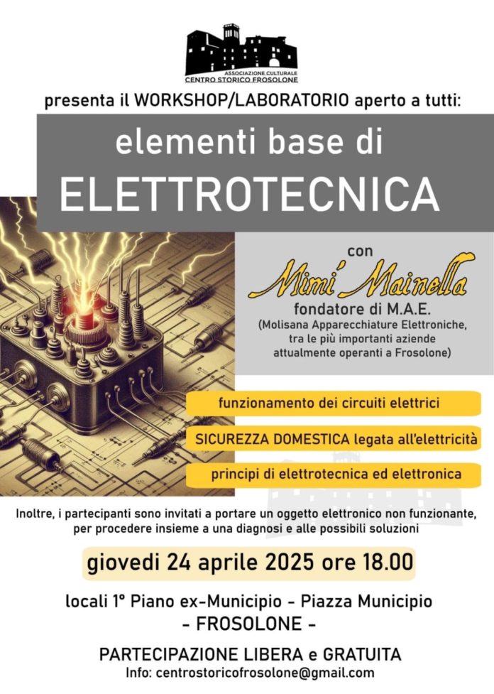 Workshop di elettrotecnica a Frosolone: stasera un’opportunità per imparare