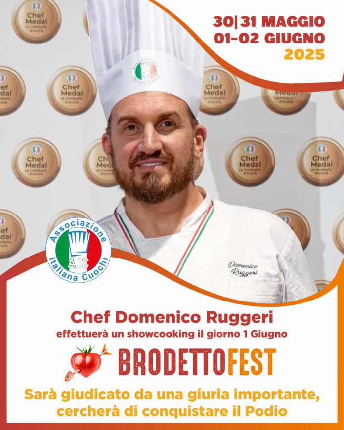 Lo Chef Domenico Ruggeri alla finale della Gara Nazionale delle Zuppe di Pesce