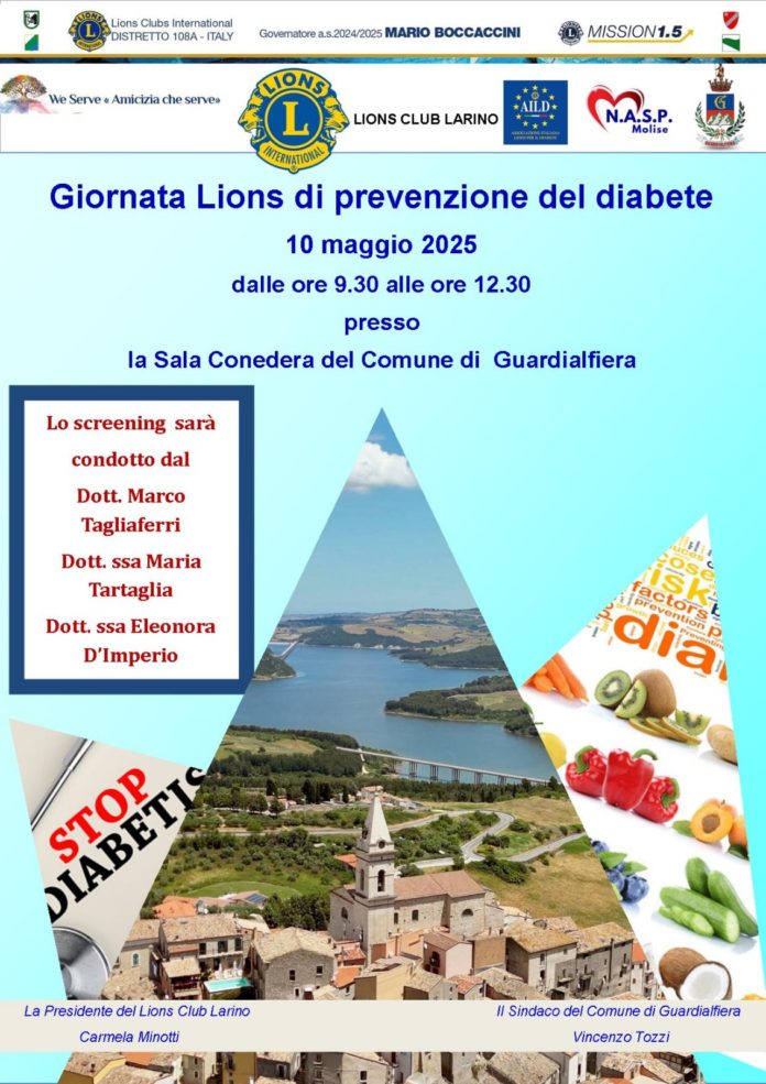 Il 10 maggio a Guardialfiera la Giornata Lions di prevenzione per il diabete