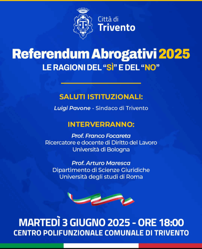 Referendum abrogativi 2025: le ragioni del sì e del no. Il convegno a Trivento