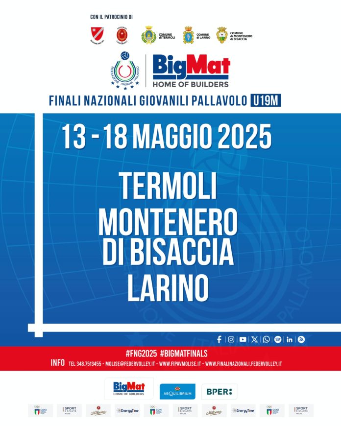 Volley, Fipav Molise, Finali nazionali under 19 maschili nella nostra regione, venerdì mattina la presentazione