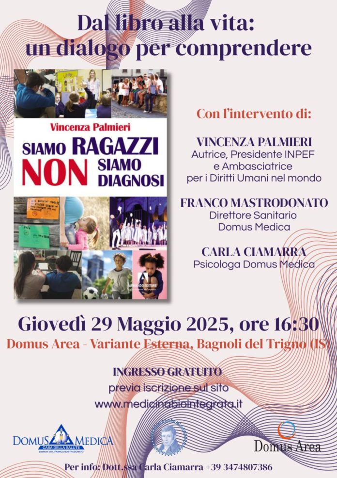 “Siamo ragazzi, non siamo diagnosi”: incontro-dibattito alla Domus Area di Bagnoli del Trigno