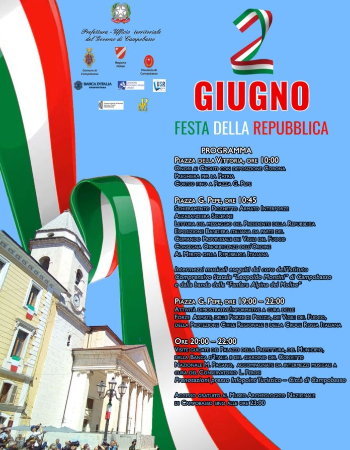Campobasso, 2 giugno: le celebrazioni per il 79° anniversario della proclamazione della Repubblica Italiana