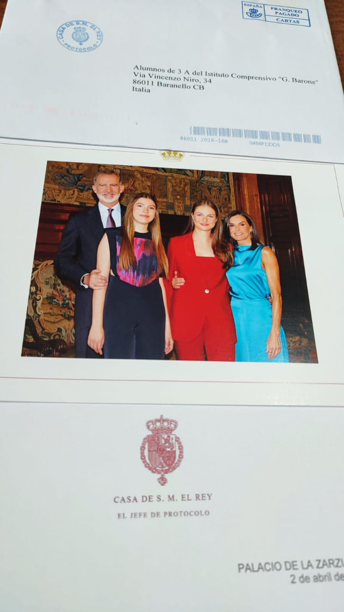 La Casa Reale spagnola risponde alla lettera dell’Istituto Comprensivo “G. Barone” di Baranello