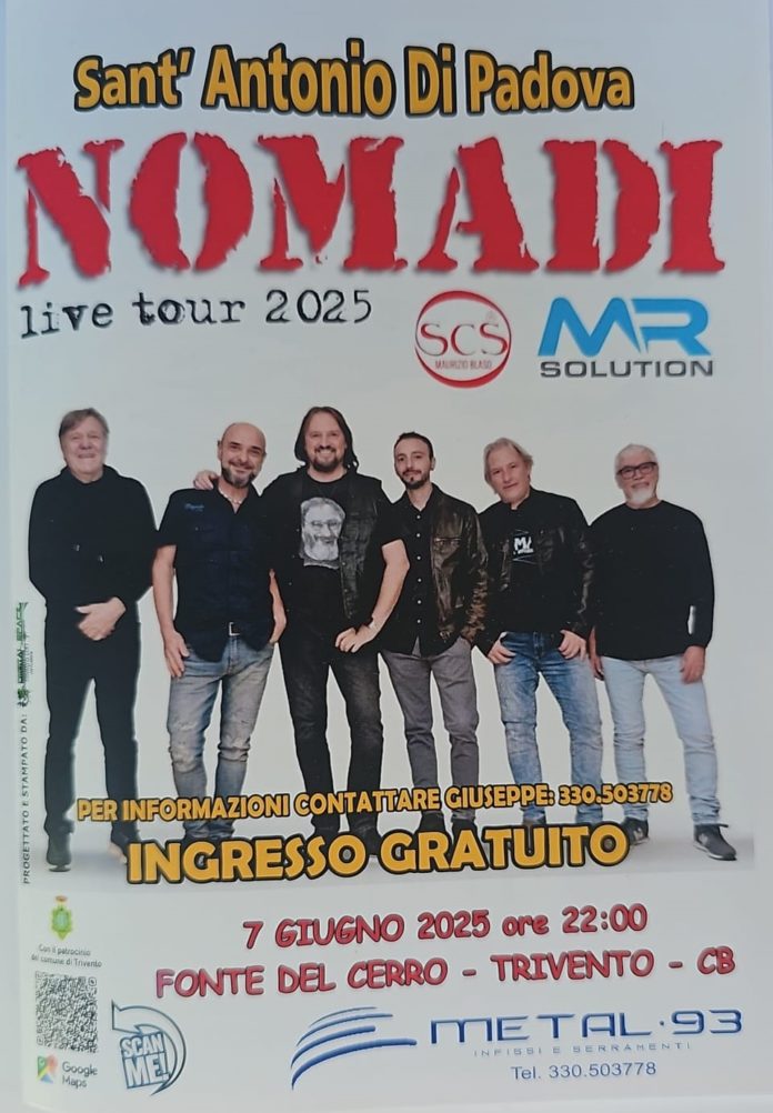 Evento di apertura dell’estate con il concerto dei Nomadi in contrada Fonte del Cerro a Trivento