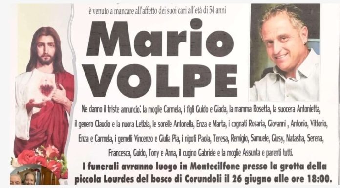 Montecilfone: comunità in lutto per la morte di Mario Volpe
