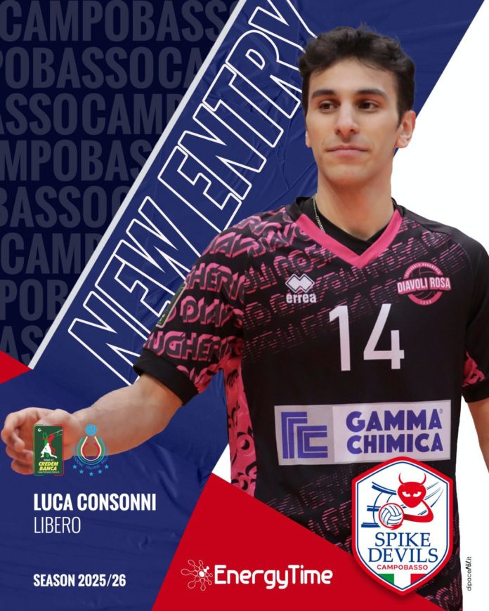 Volley, A3, EnergyTime Spike Devils, Consonni libero rossoblù. Da Brugherio il giocatore meneghino arriva in Molise