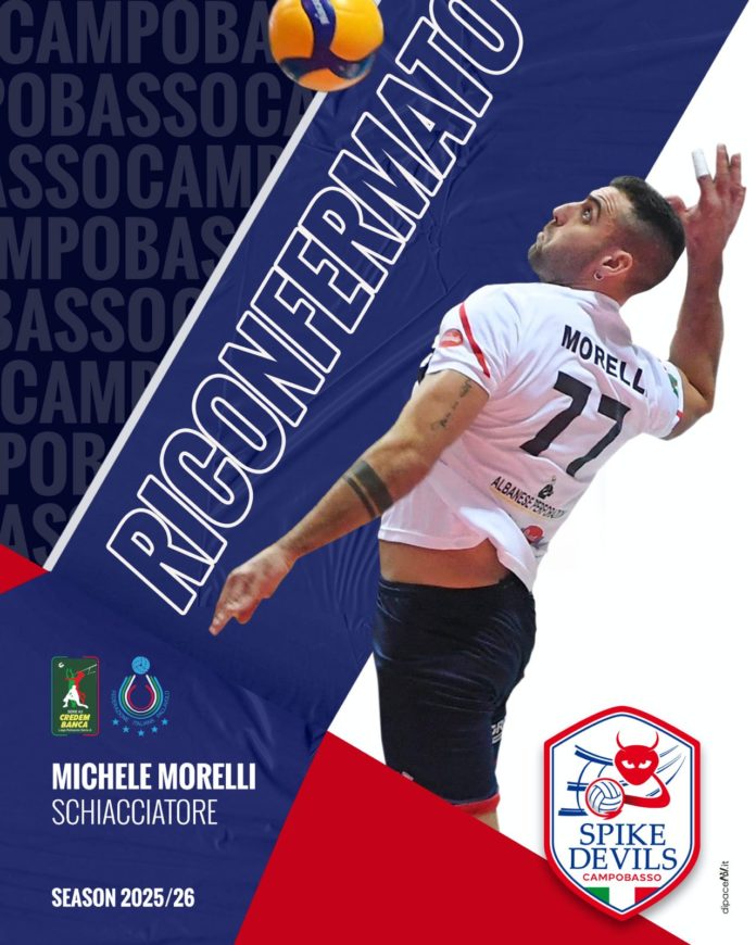 Volley, A3, EnergyTime Spike Devils, non cambia il bomber: resta Morelli. L’idolo della tifoseria campobassana al centro del progetto