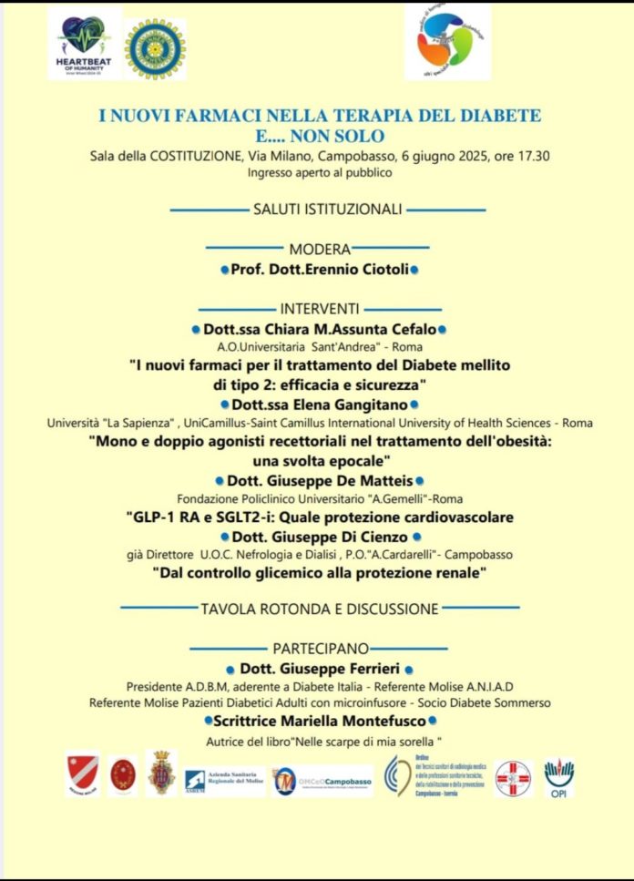 Campobasso: convegno, “I nuovi farmaci nella terapia del diabete e non solo”
