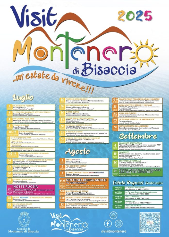 “Visit Montenero”: ecco il cartellone dell’estate 2025, con un nuovo look e un nuovo slogan per la promozione del territorio