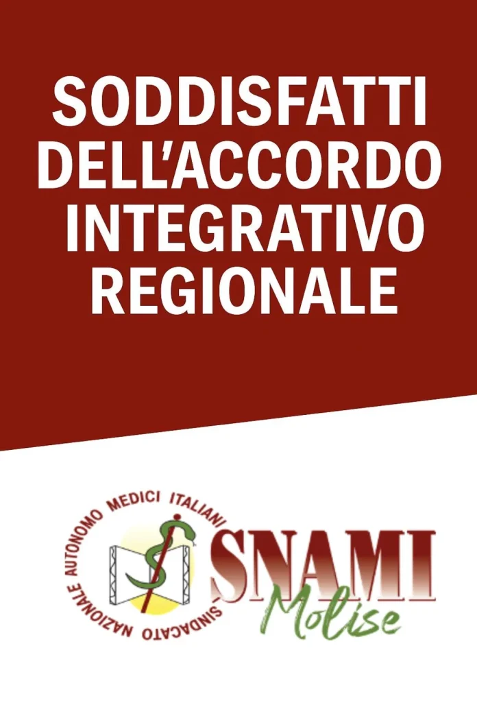 Accordo integrativo regionale, soddisfatto lo SNAMI Molise (sindacato autonomo medici italiani)
