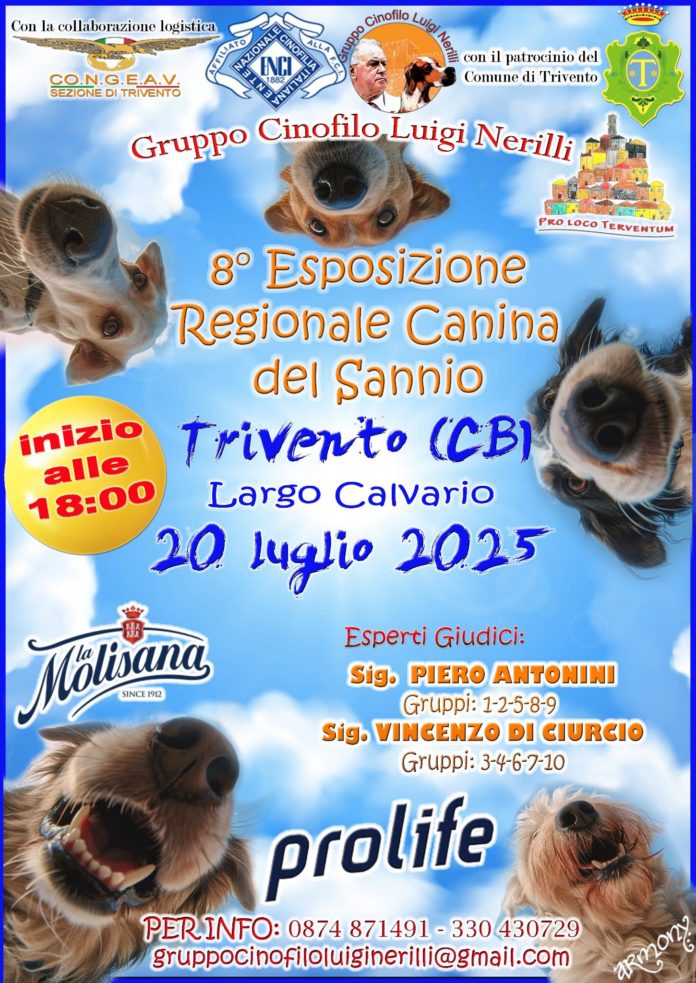 Il Gruppo cinofilo “Luigi Nerilli” presenta a Trivento l’esposizione regionale canina del Sannio