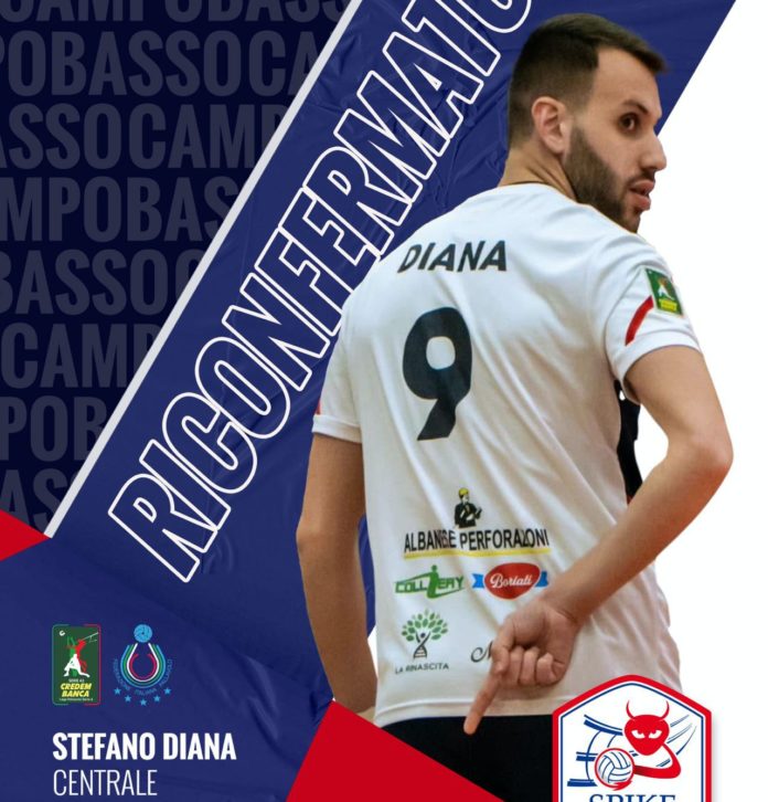 Volley, A3, EnergyTime Spike Devils, Diana chiude reparto dei centrali. Per il giocatore agnonese terza stagione consecutiva in rossoblù