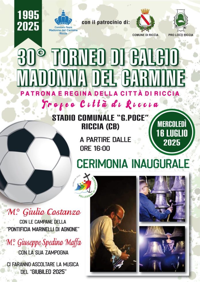Torneo di calcio “Madonna del Carmine” di Riccia. Domani la 30 esima edizione
