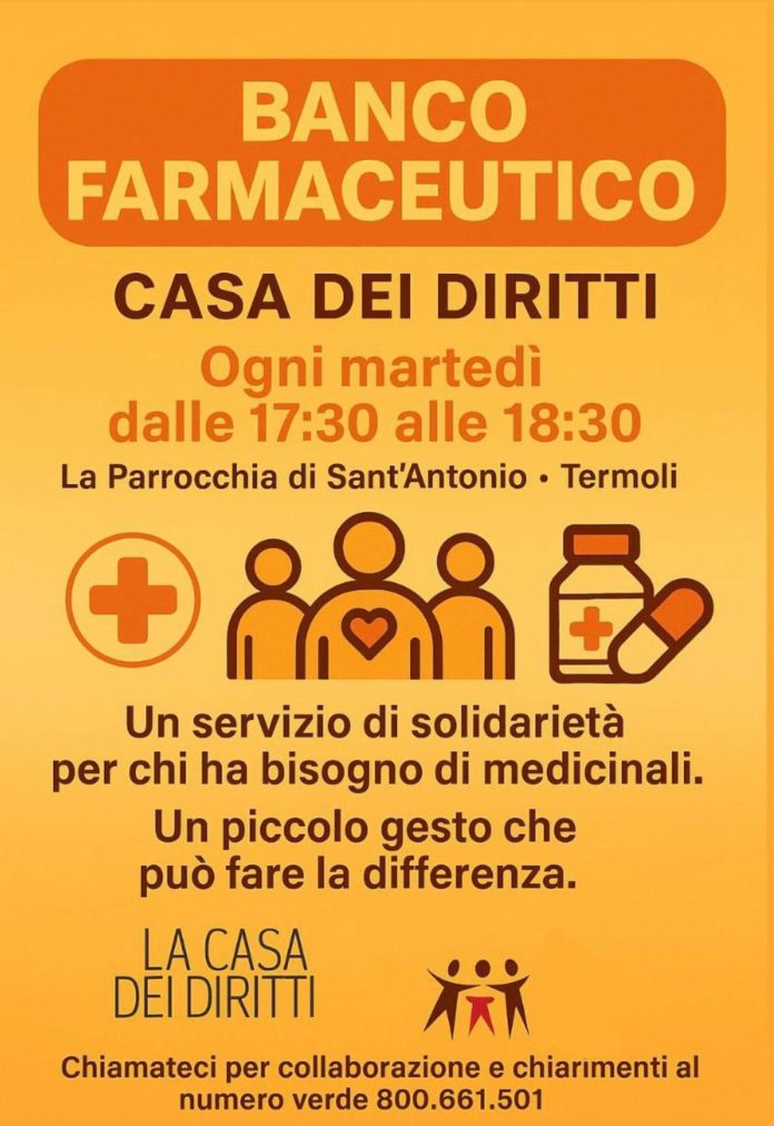 Termoli, servizio di solidarietà per chi ha bisogno di medicinali