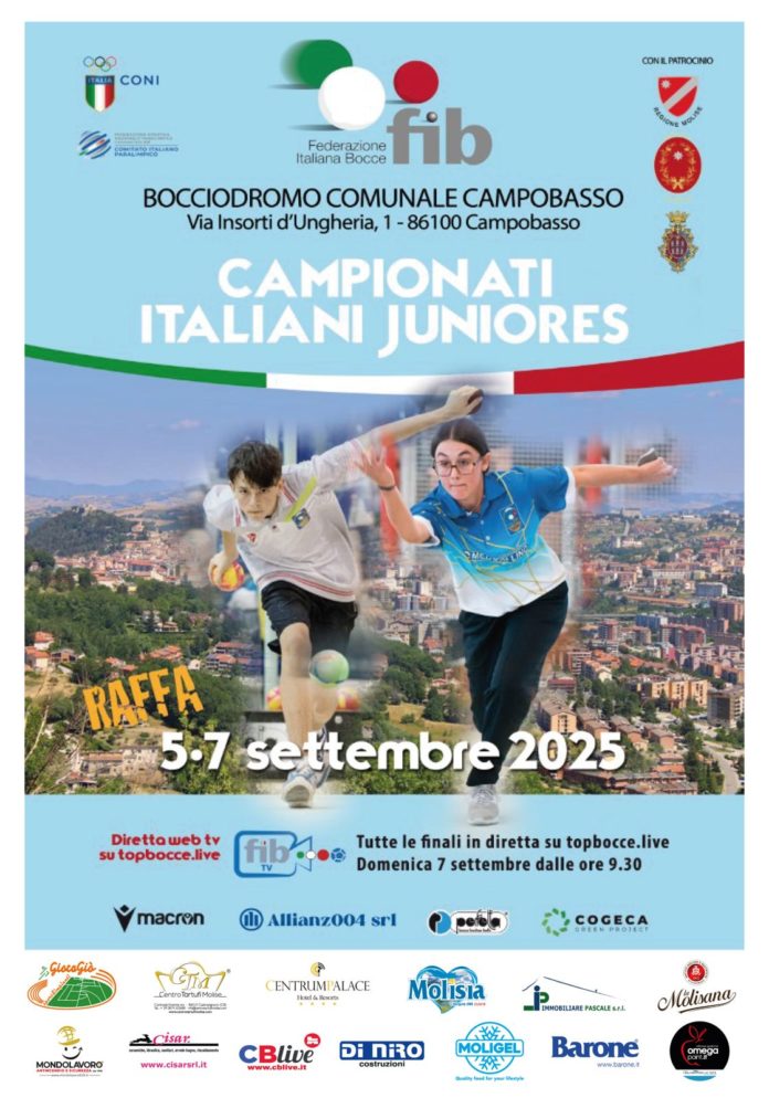 Bocce, Campobasso e il Molise pronti ad accogliere i Campionati Italiani Juniores di bocce