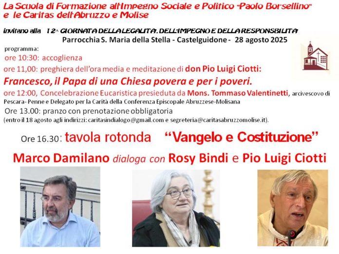 Giornata della legalità, dell’impegno e della responsabilità, l’evento della Caritas e della Scuola di Formazione all’impegno Sociale e Politico “Paolo Borsellino” di Trivento