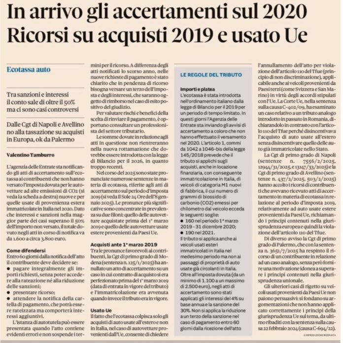 Ecotassa auto: in arrivo accertamenti fiscali