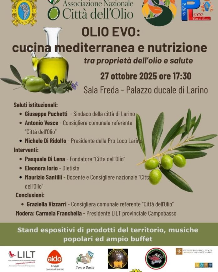 Larino: convegno “Olio Evo cucina mediterranea e nutrizione”
