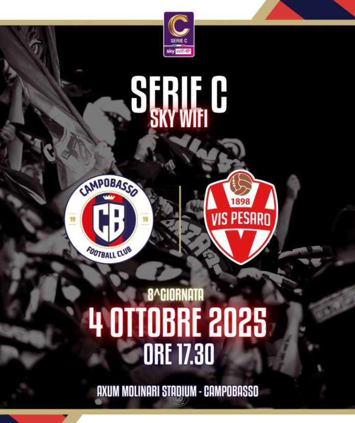 Calcio, Serie C, Campobasso sfida alla Vis Pesaro per restare in alto. Rossoblù Goal, domani a partire dalle 16.50 sul Canale 18
