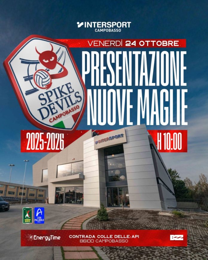 Volley, A3, EnergyTime Spike Devils, si presenta ufficialmente la divisa. Presso Intersport Campobasso il lancio delle maglie da gioco