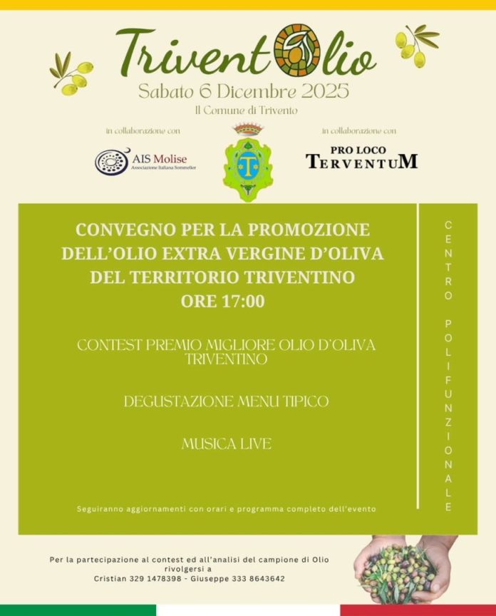 TriventOlio, il convegno per la promozione dell’olio extra vergine d’oliva del territorio triventino