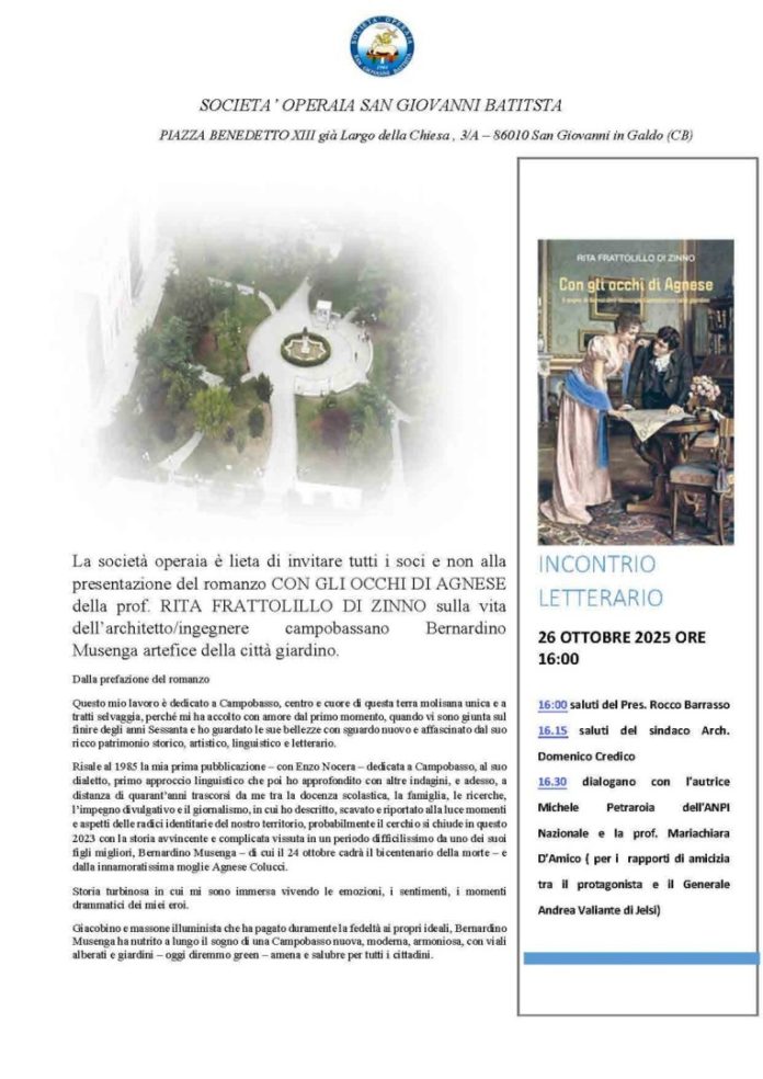 Duecento anni dalla morte dell’architetto Musenga, a San Giovanni in Galdo iniziativa della Società operaia