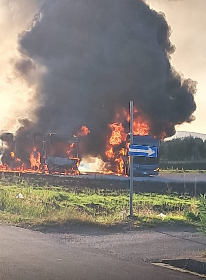 All’alba due autobus distrutti dalle fiamme a Ururi, indagini in corso