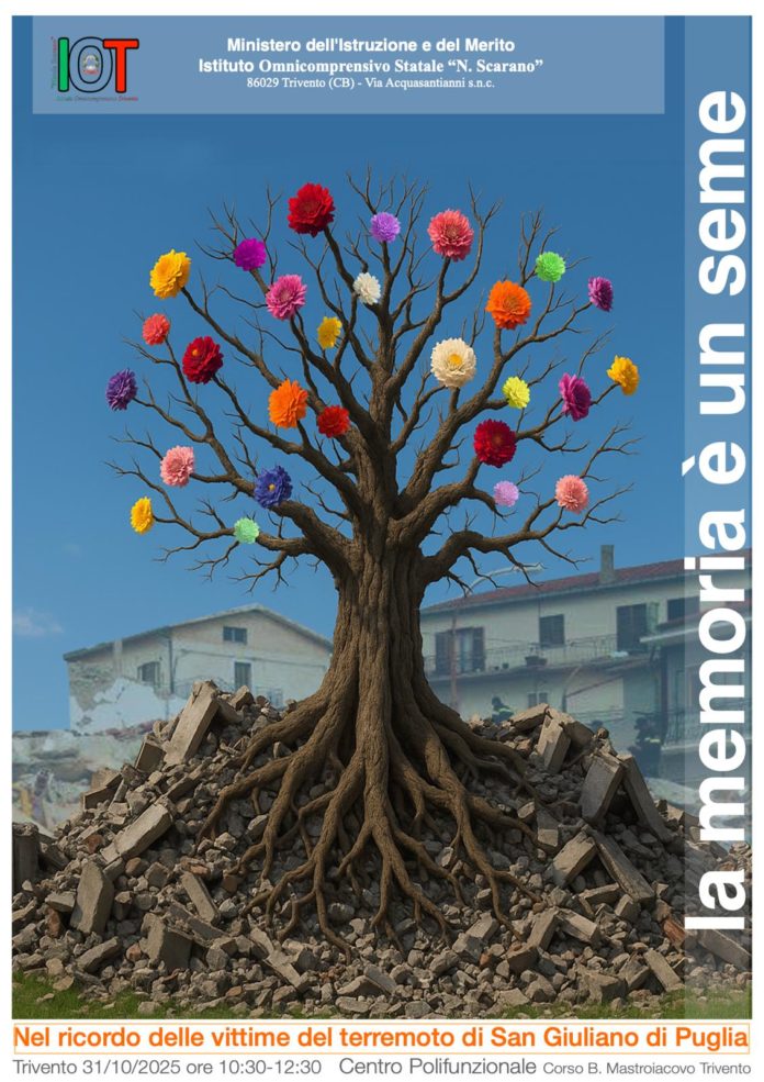 “La memoria è un seme” :l’Istituto Omnicomprensivo “Scarano” di Trivento commemora le vittime del terremoto di San Giuliano di Puglia