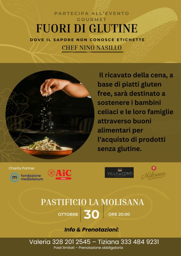 Fuori di glutine, alla Molisana la cena dedicata all’inclusione e alla solidarietà