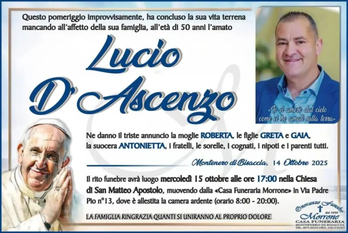 A Montenero di Bisaccia l’ultimo saluto a Lucio D’Ascenzo,