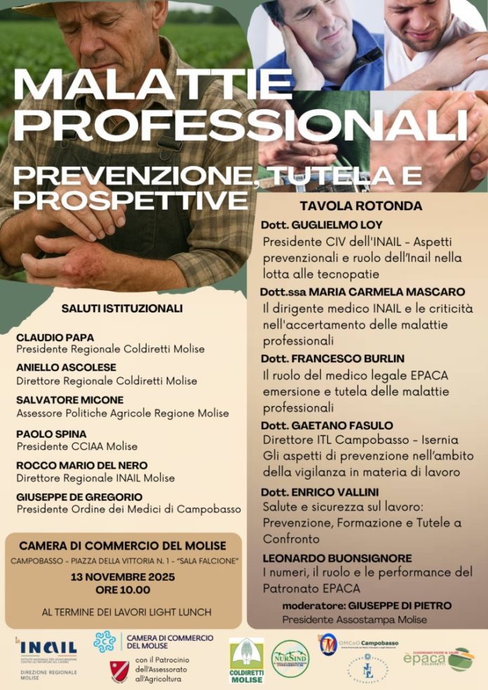 Campobasso: tavola rotonda Epaca-Coldiretti su malattie professionali