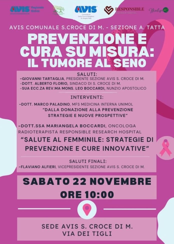 Prevenzione e cura su misura: il tumore al seno. Convegno Avis a Santa Croce