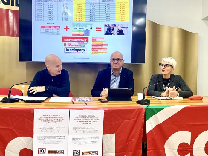 Cgil: dal Molise all’Aquila 4 pullman per sciopero generale del 14 dicembre