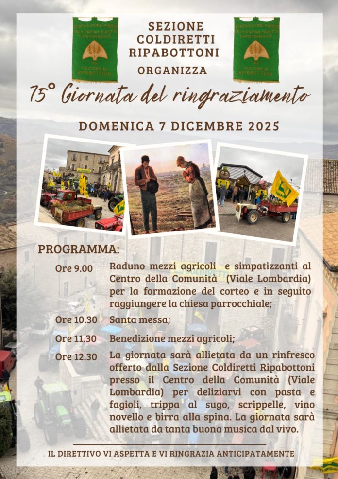 Ripabottoni: Coldiretti, 75esima giornata del Ringraziamento