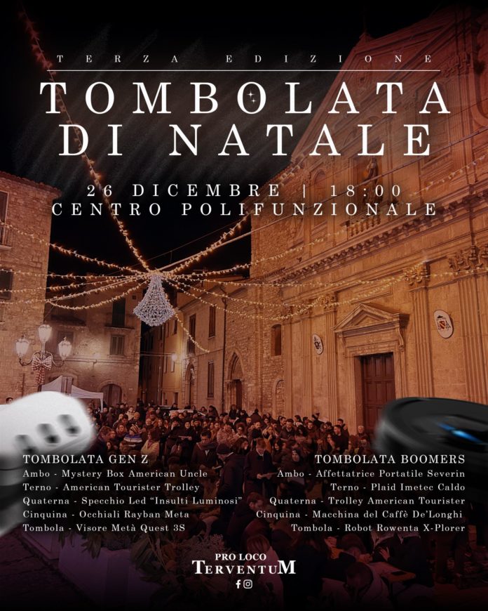 La Pro loco Terventum presenta la terza edizione della “Tombolata Di Natale”