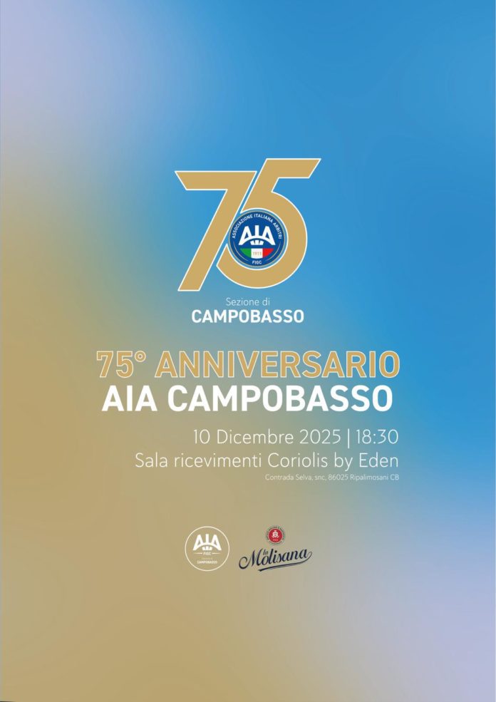 Calcio, la Sezione Arbitri di Campobasso celebra il suo 75° Anniversario