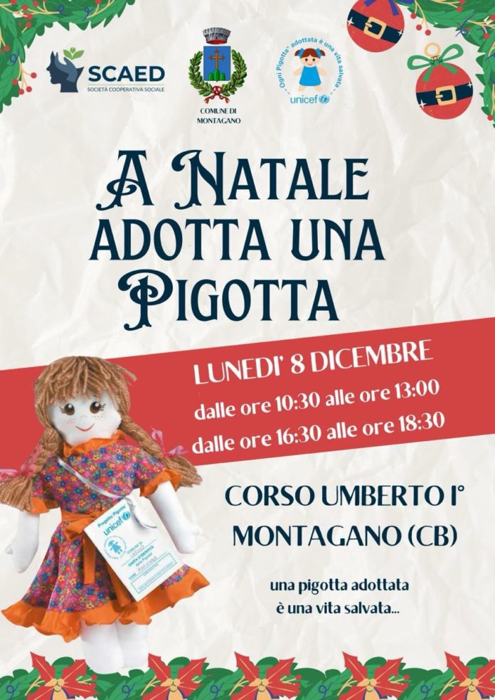 “A Natale adotta una Pigotta”, iniziativa domani a Montagano
