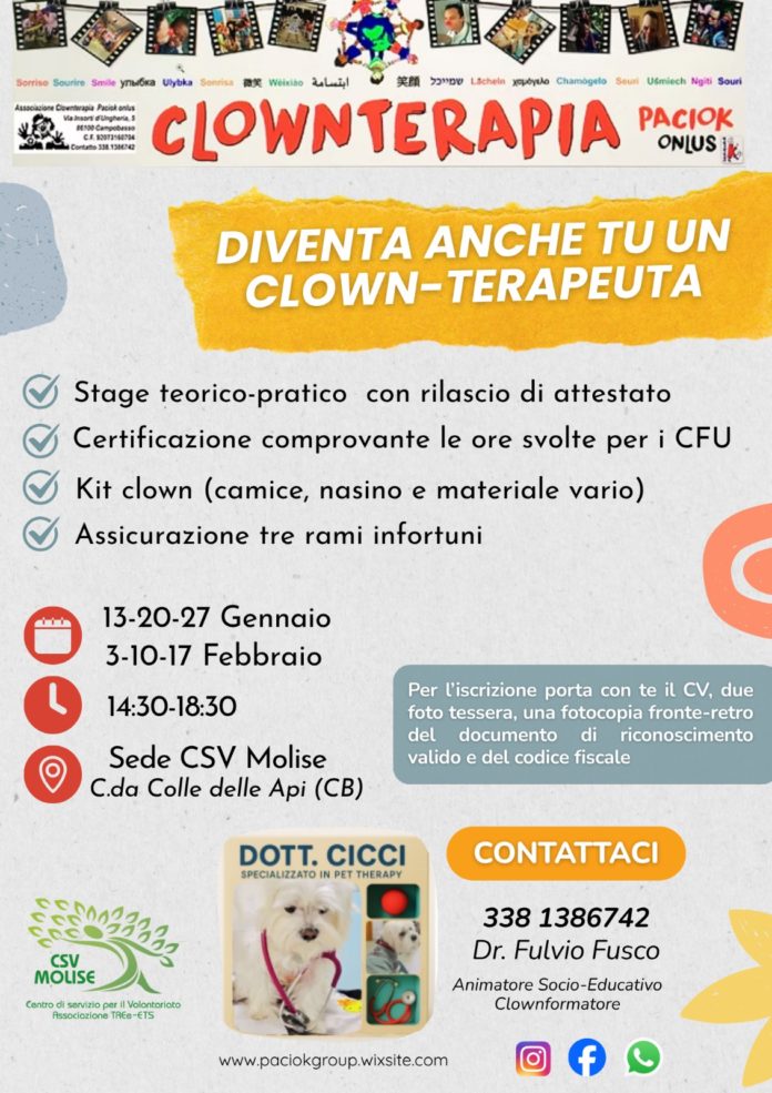 Campobasso: corso per diventare clown-terapeuta